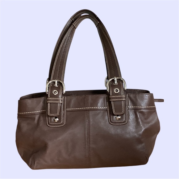 Like New Vintage Brown/Lavender Coach F13732 Soho Pleated Leather Satchel - Picture 2 of 9